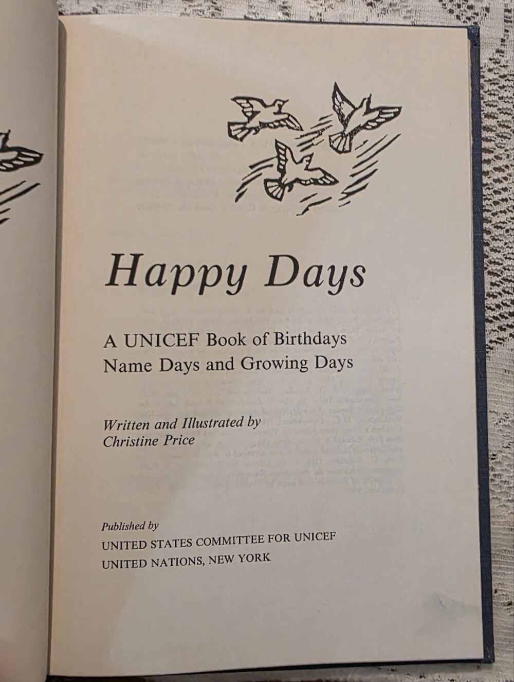 Vintage 1969 Happy Days A UNICEF Book of Birthdays Christine Price Hardcover